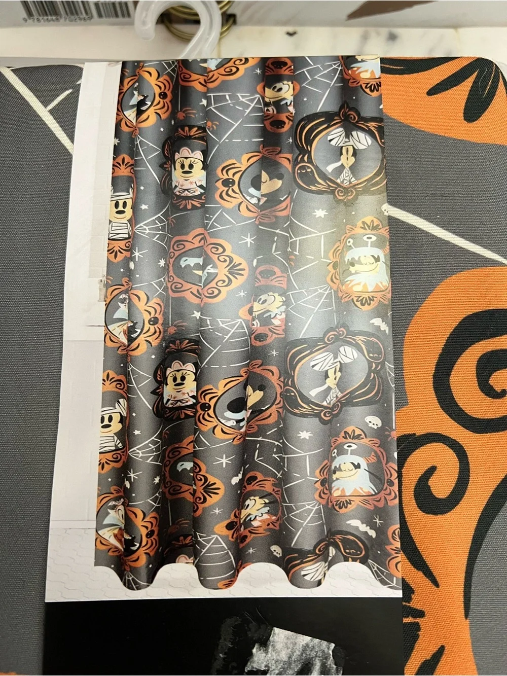 Disney Halloween Fabric Shower Curtain — Gray, Orange & White
